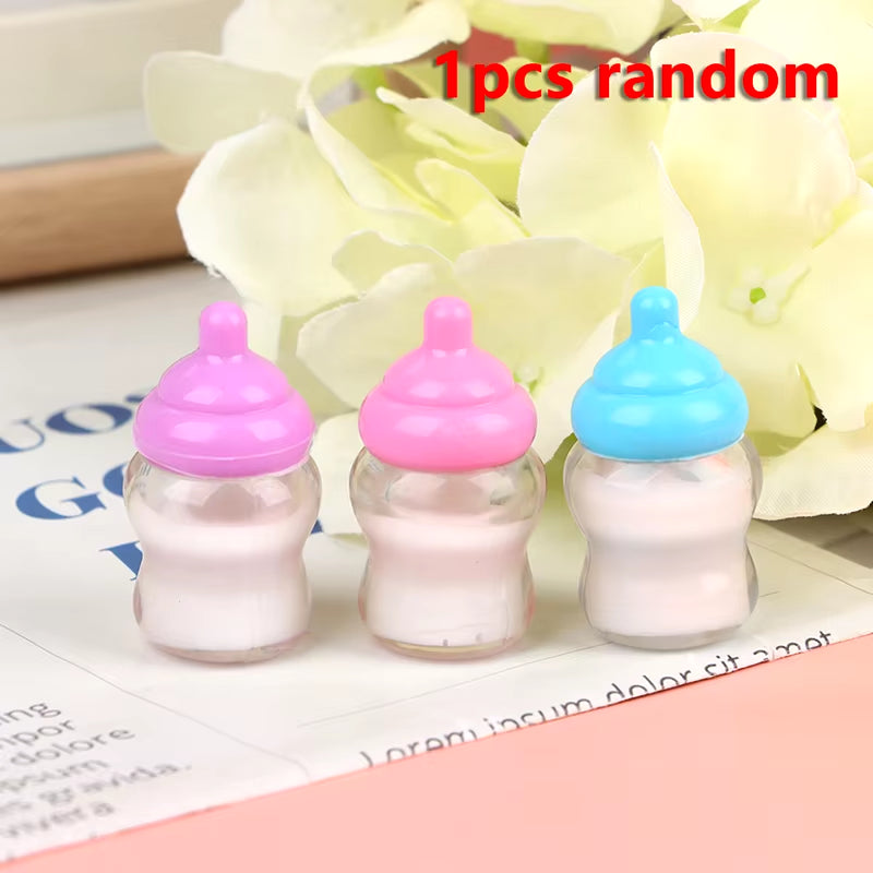 1Set 1:12 Dolls House Miniature Baby Bottles Shampoo Bibs Set Nursery Accessory Gift Baby Bottles Set