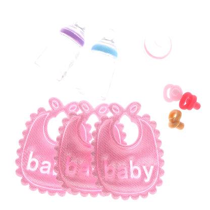 1Set 1:12 Dolls House Miniature Baby Bottles Shampoo Bibs Set Nursery Accessory Gift Baby Bottles Set