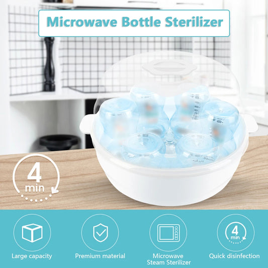 Microwave Bottle Sterilizer Steam Sterilizer Fits 6 Baby Bottles for Baby Bottles Pacifiers Cups Disinfect in 2-6 Minutes