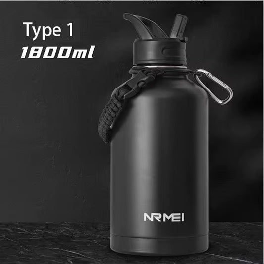 Stainless Steel Insulated Water Bottle with Straw and Handle, Portable Leak-Proof Thermos Bottle for Gym, Travel, Outdoor